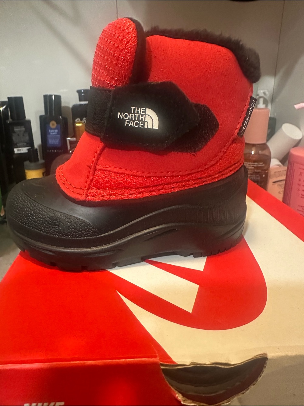 The North Face Kids Red and Black Snow Boots